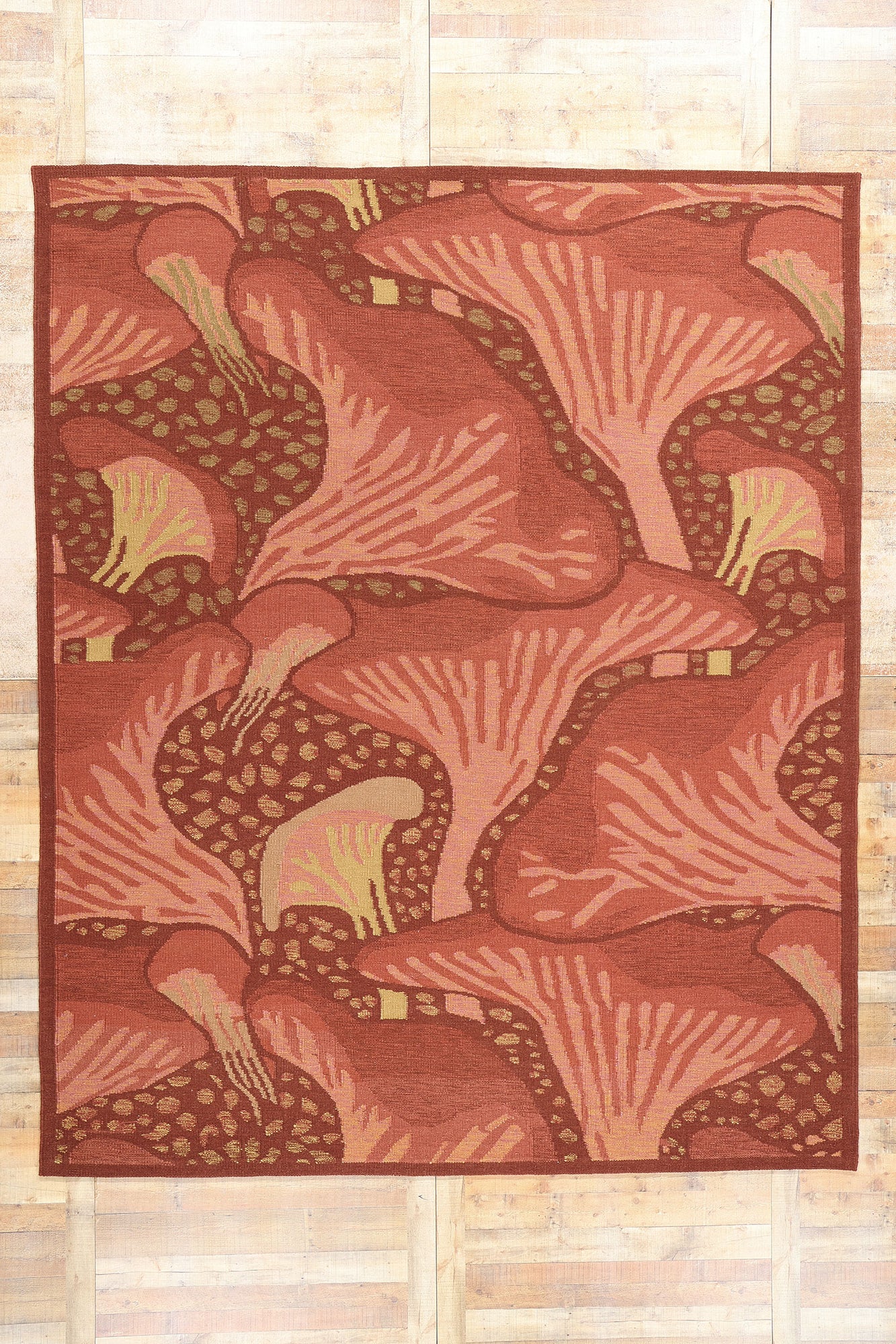 10 x 12 Modern Moser Mushroom Biophilic Kilim Rug 31099