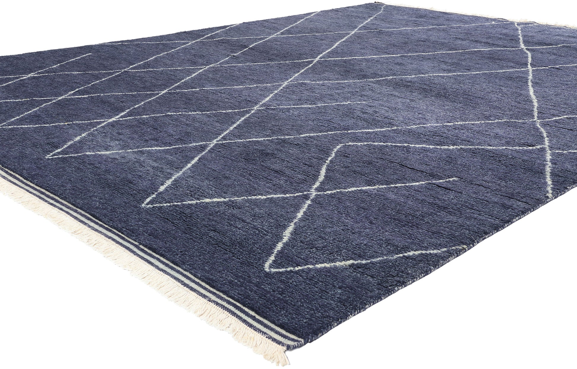 9 x 12 Modern Navy Blue Moroccan Rug 31263