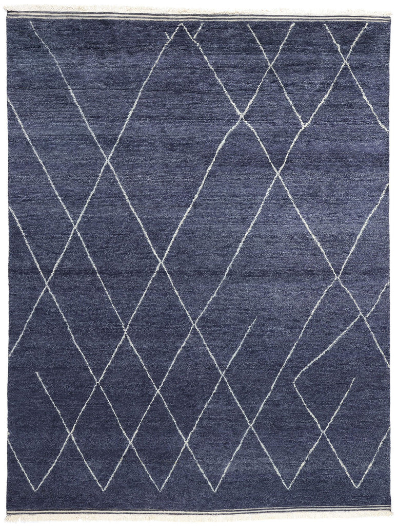 9 x 12 Modern Navy Blue Moroccan Rug 31263