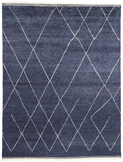 9 x 12 Modern Navy Blue Moroccan Rug 31263