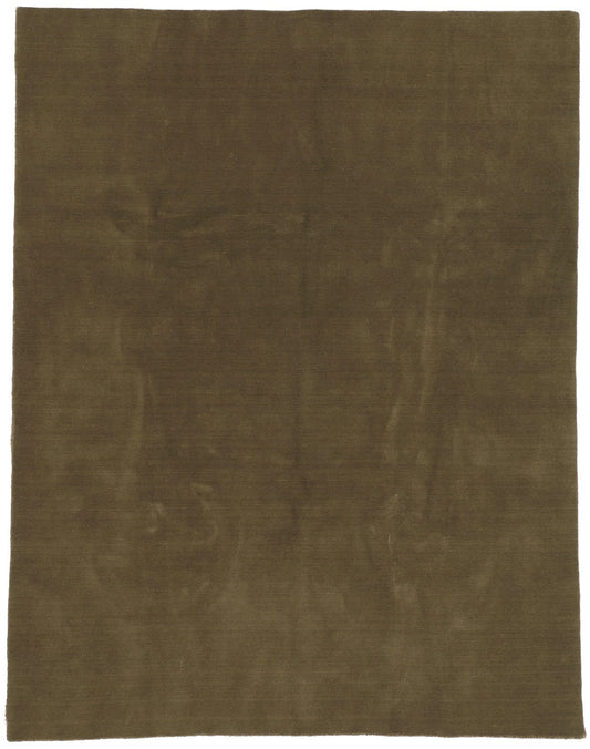 7 x 9 Solid Olive Green Modern Rug 30927
