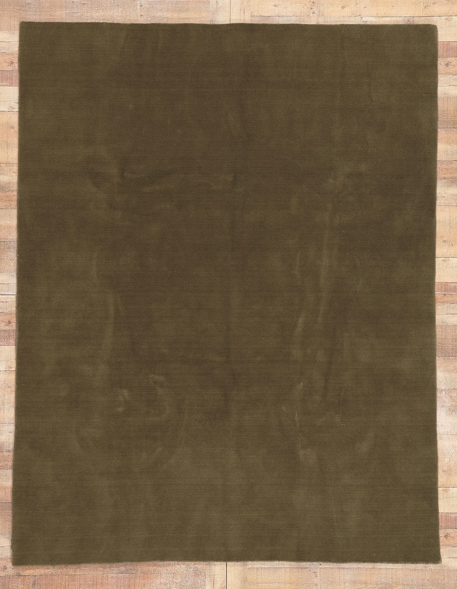 7 x 9 Solid Olive Green Modern Rug 30927