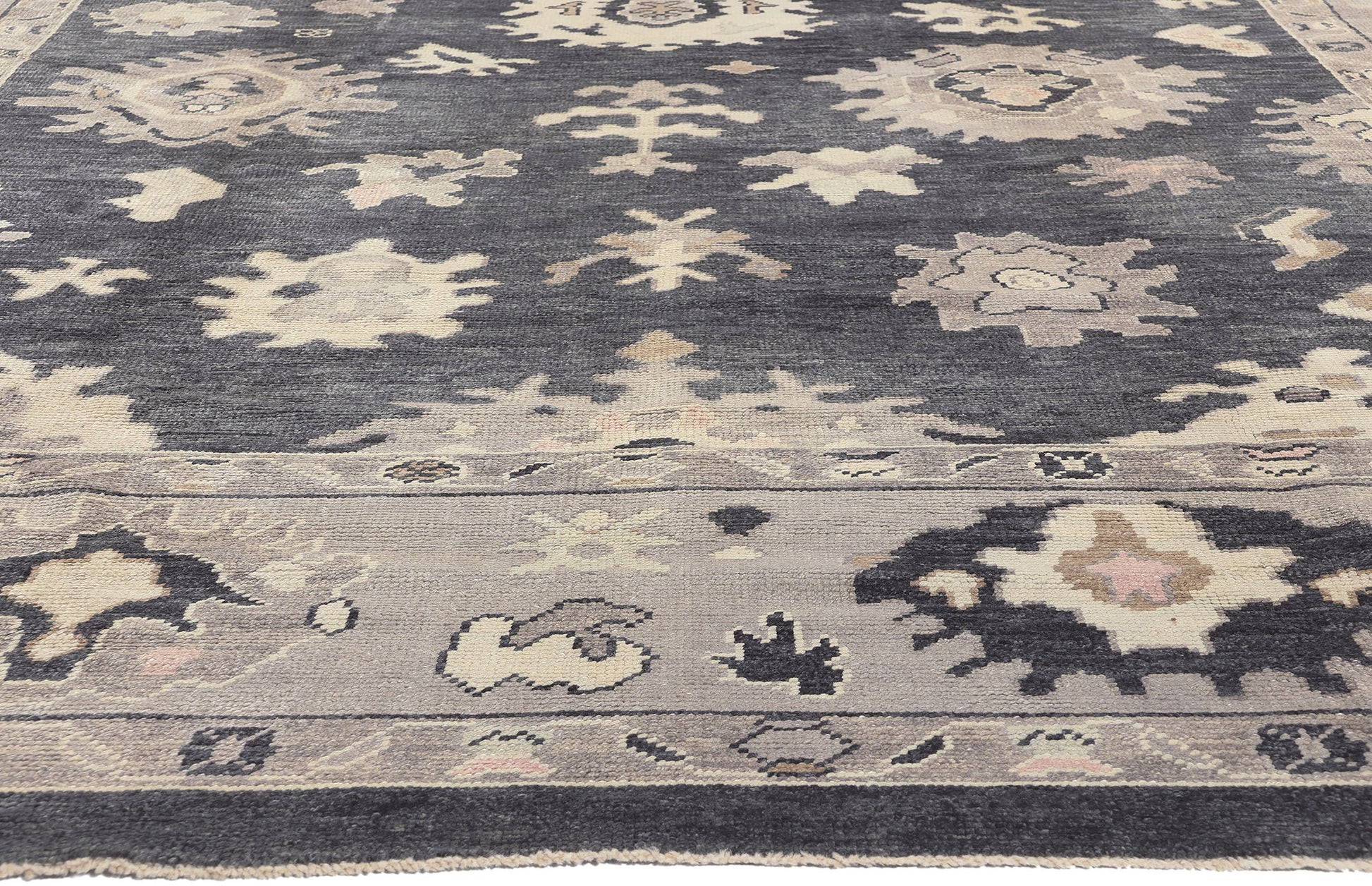 10 x 12 Modern Black Turkish Oushak Rug 52362