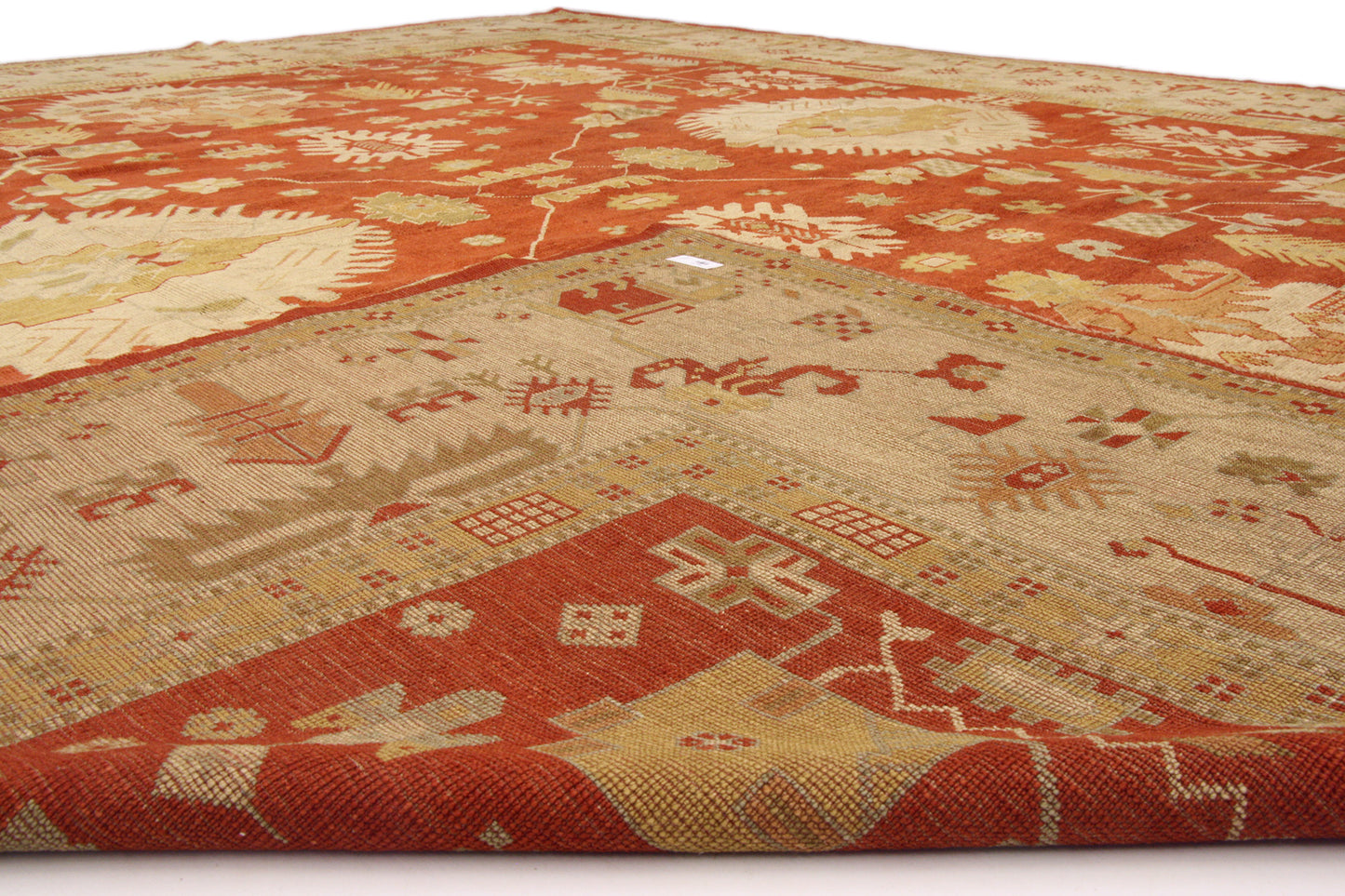 13 x 15 Modern Red Turkish Oushak Rug 74066