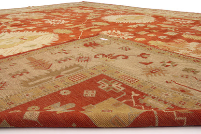 13 x 15 Modern Red Turkish Oushak Rug 74066