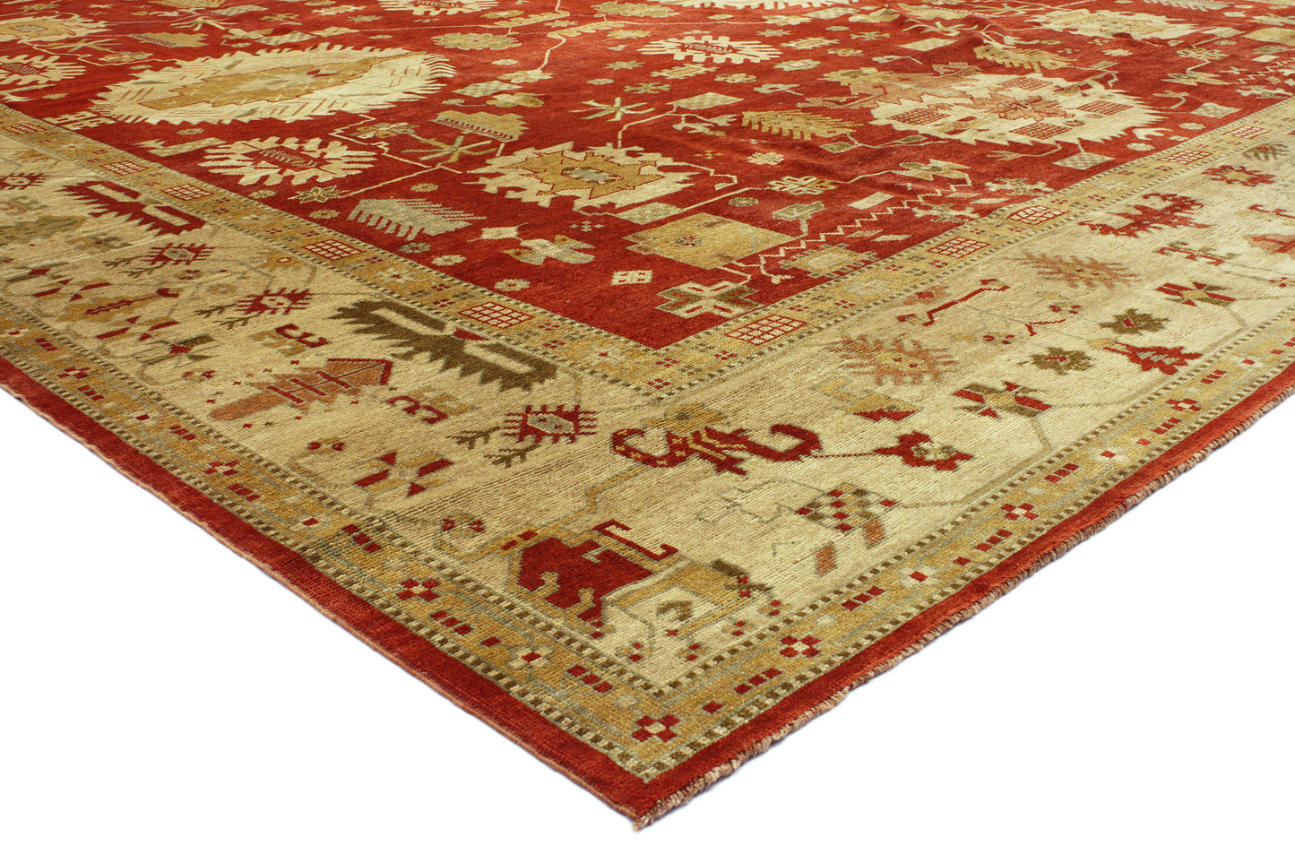 13 x 15 Modern Red Turkish Oushak Rug 74066
