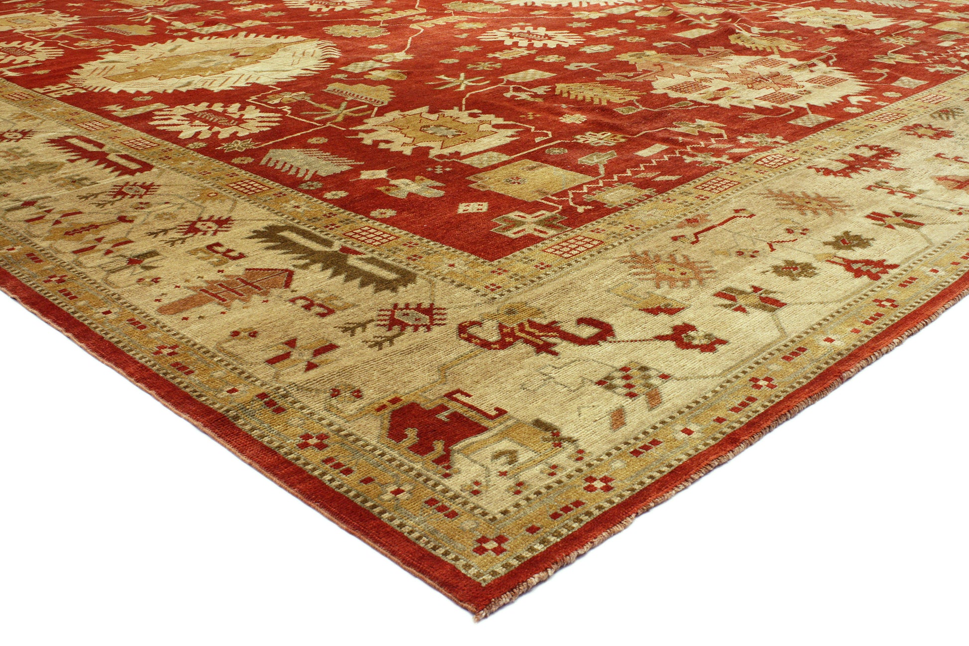 13 x 15 Modern Red Turkish Oushak Rug 74066