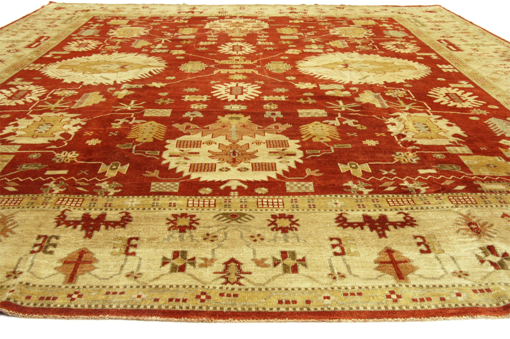 13 x 15 Modern Red Turkish Oushak Rug 74066