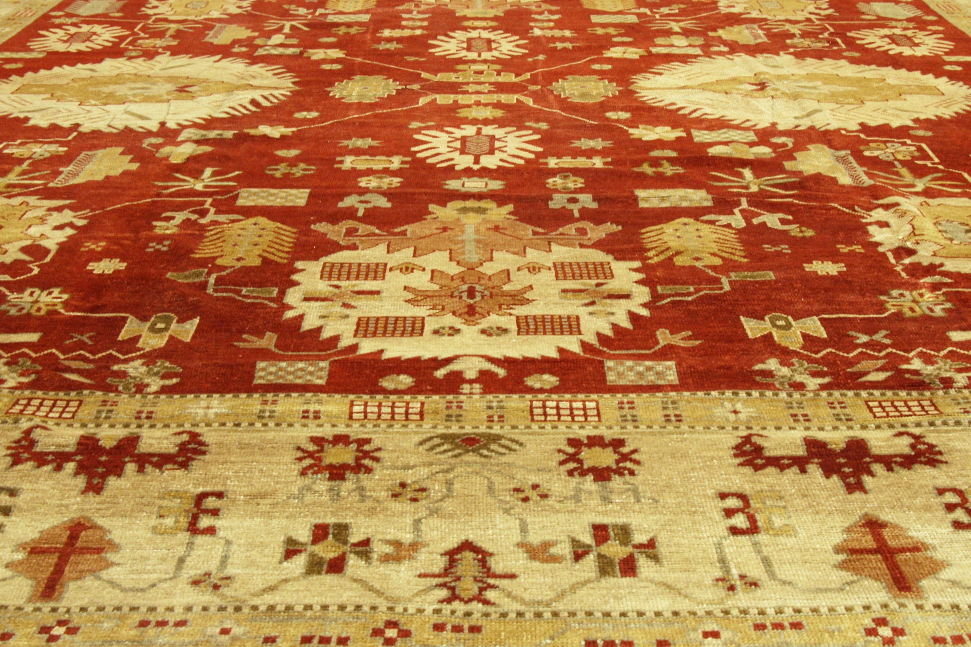 13 x 15 Modern Red Turkish Oushak Rug 74066