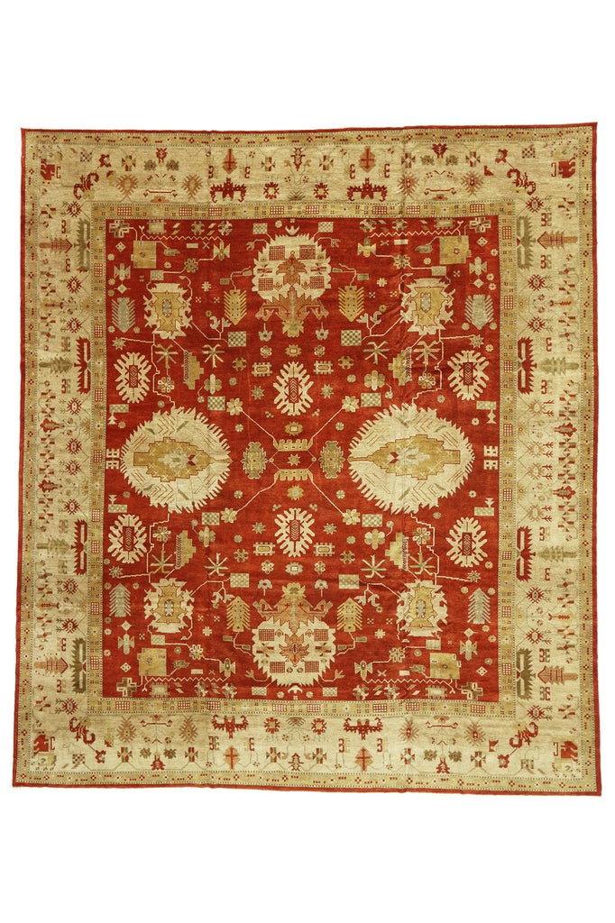 13 x 15 Modern Red Turkish Oushak Rug 74066