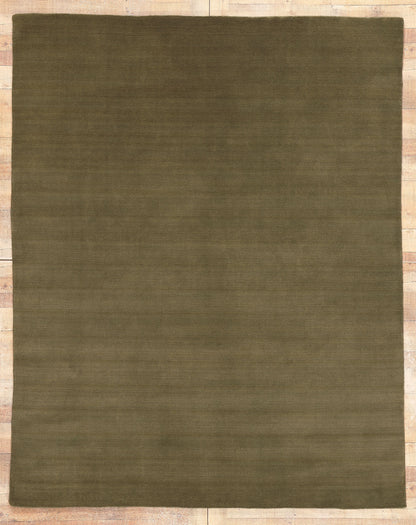 7 x 9 Solid Olive Green Modern Rug 30998