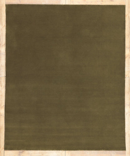 8 x 10 Solid Olive Green Modern Rug 30999