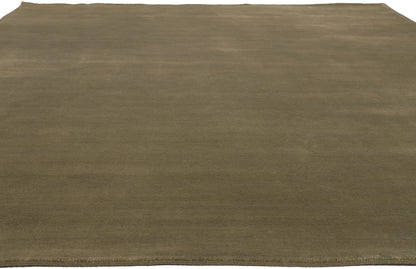 9 x 12 Solid Olive Green Modern Rug 31000