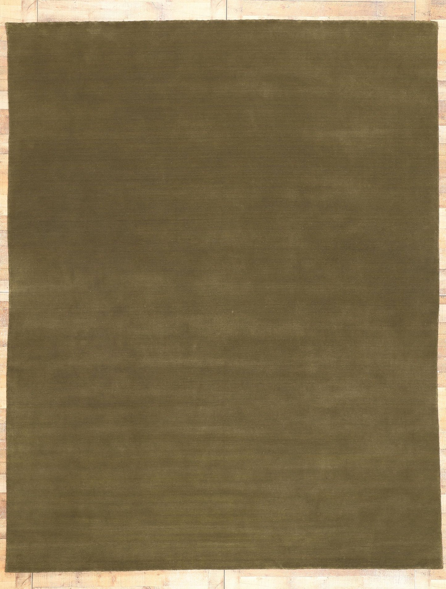 9 x 12 Solid Olive Green Modern Rug 31000