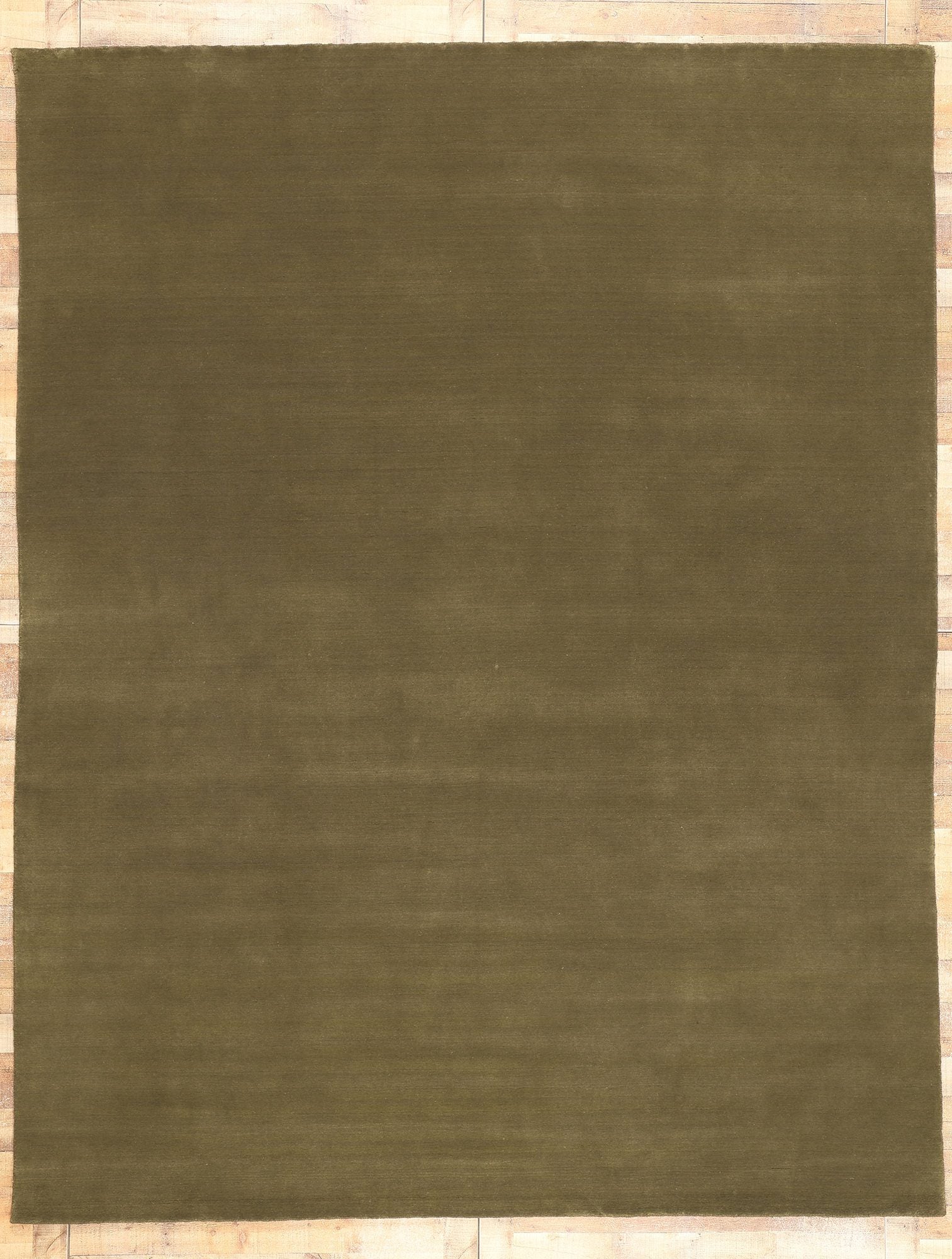 9 x 12 Solid Olive Green Modern Rug 31000