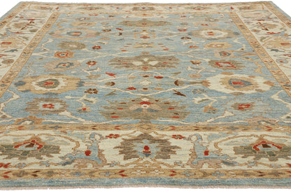 9 x 11 Modern Sky Blue Persian Sultanabad Rug 61283
