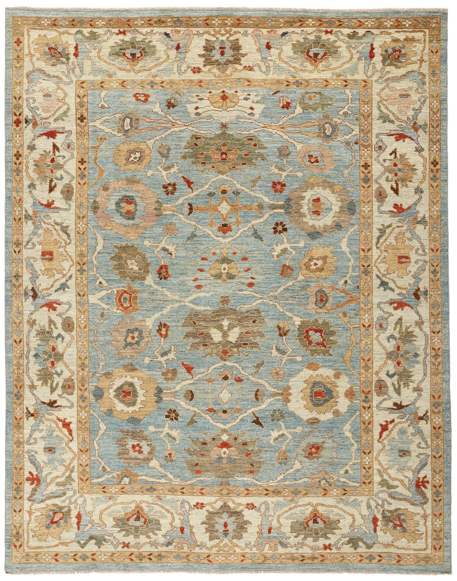 9 x 11 Modern Sky Blue Persian Sultanabad Rug 61283