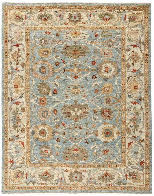 9 x 11 Modern Sky Blue Persian Sultanabad Rug 61283