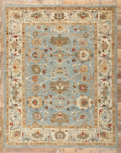 9 x 11 Modern Sky Blue Persian Sultanabad Rug 61283