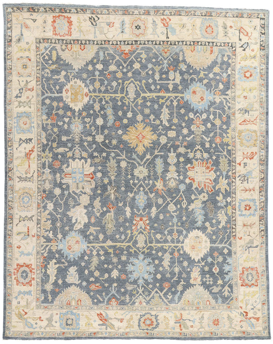 8 x 10 Modern Slate Blue Oushak Rug 31062