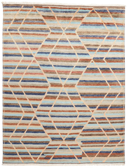 9 x 12 Modern Striped Tribal Moroccan Rug 31294
