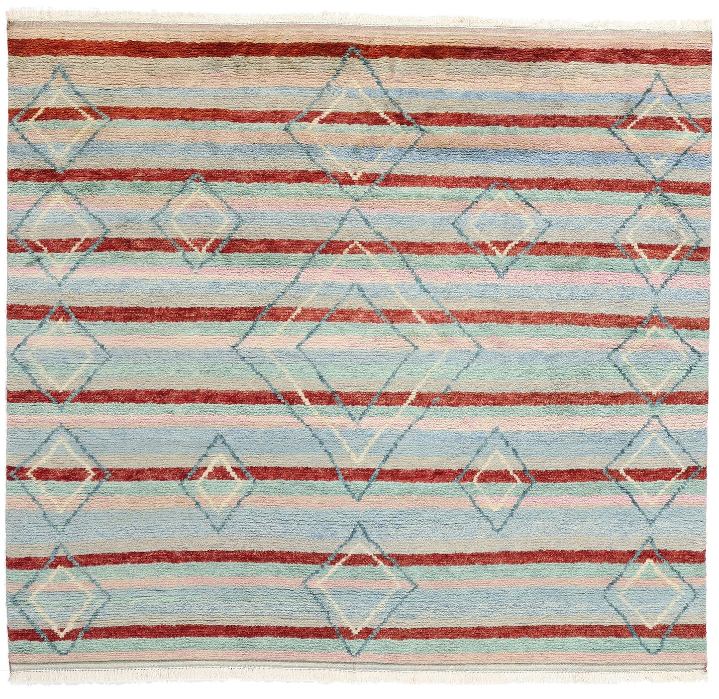 9 x 8 Modern Striped Tribal Moroccan Rug 31221