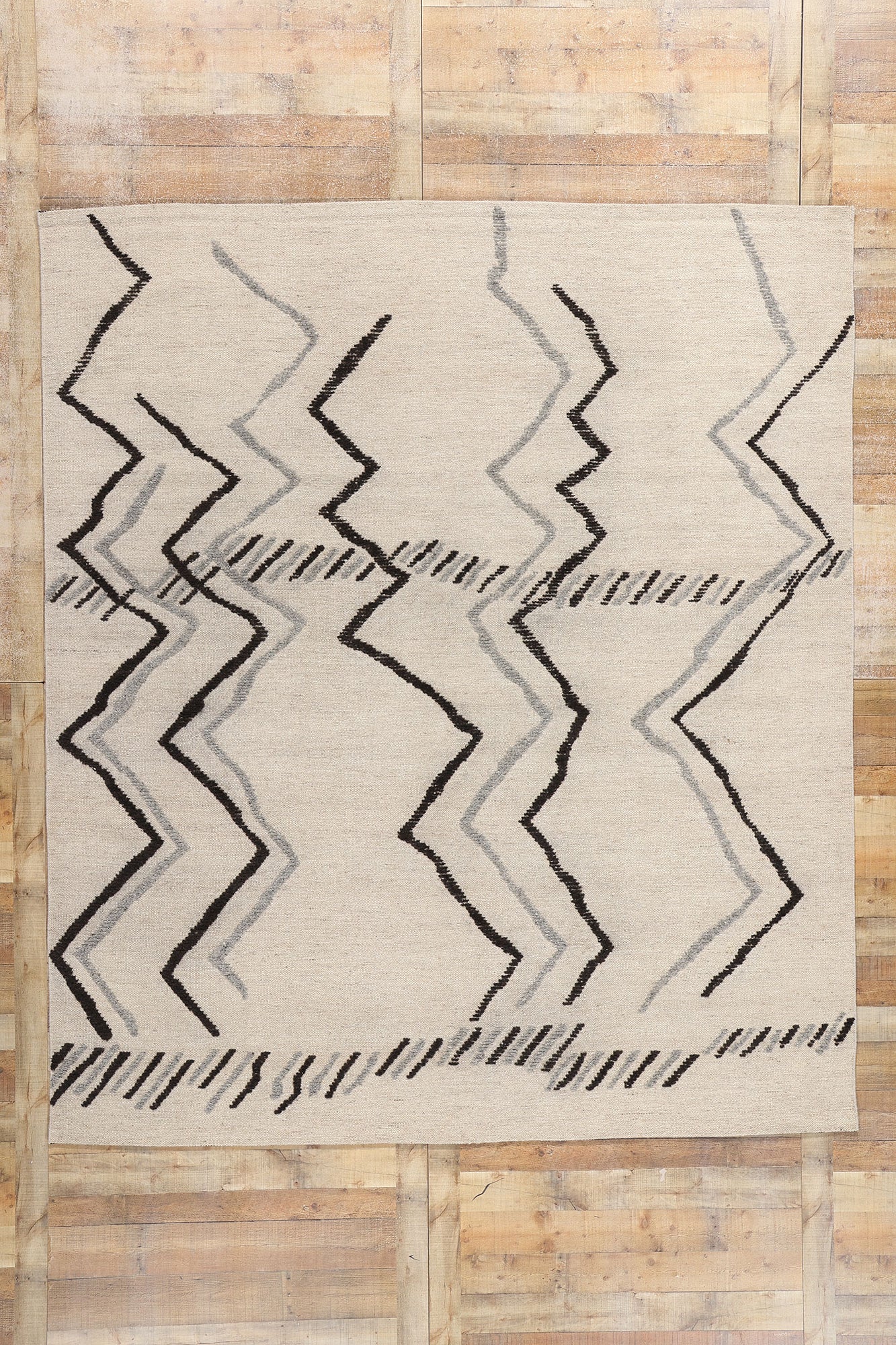 9 x 10 Modern Tribal Moroccan High-Low Rug 31254