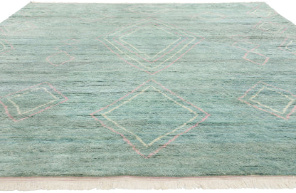 9 x 12 Modern Tribal Light Teal Moroccan Rug 31253