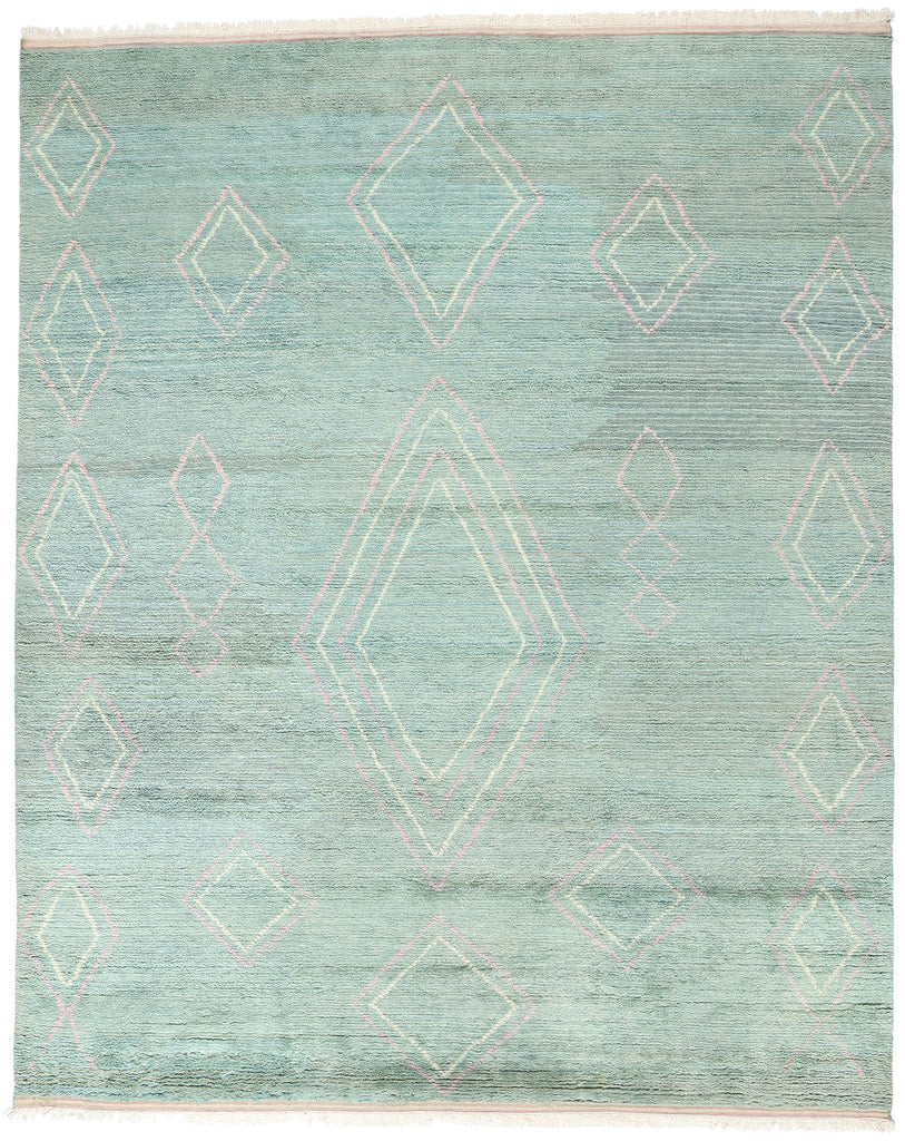 9 x 12 Modern Tribal Light Teal Moroccan Rug 31253