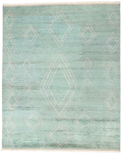 9 x 12 Modern Tribal Light Teal Moroccan Rug 31253