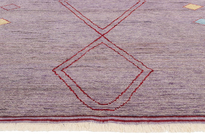 9 x 12 Modern Tribal Purple Moroccan Rug 31080