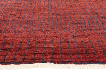 9 x 12 Crimson Enchantment Abstract Moroccan Rug 31295