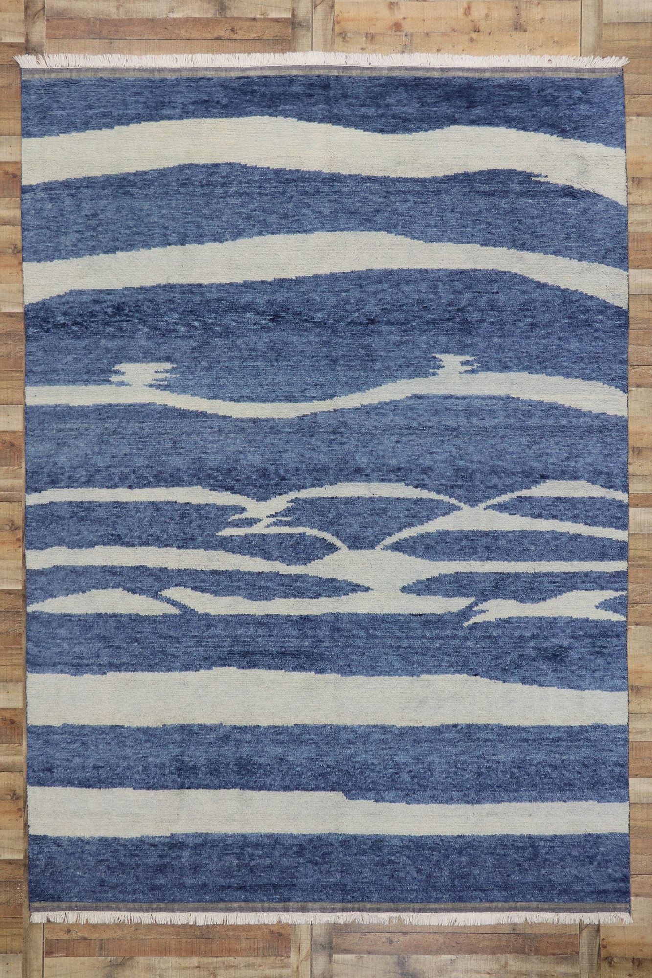 9 x 13 Blue Abstract Moroccan Rug 30542