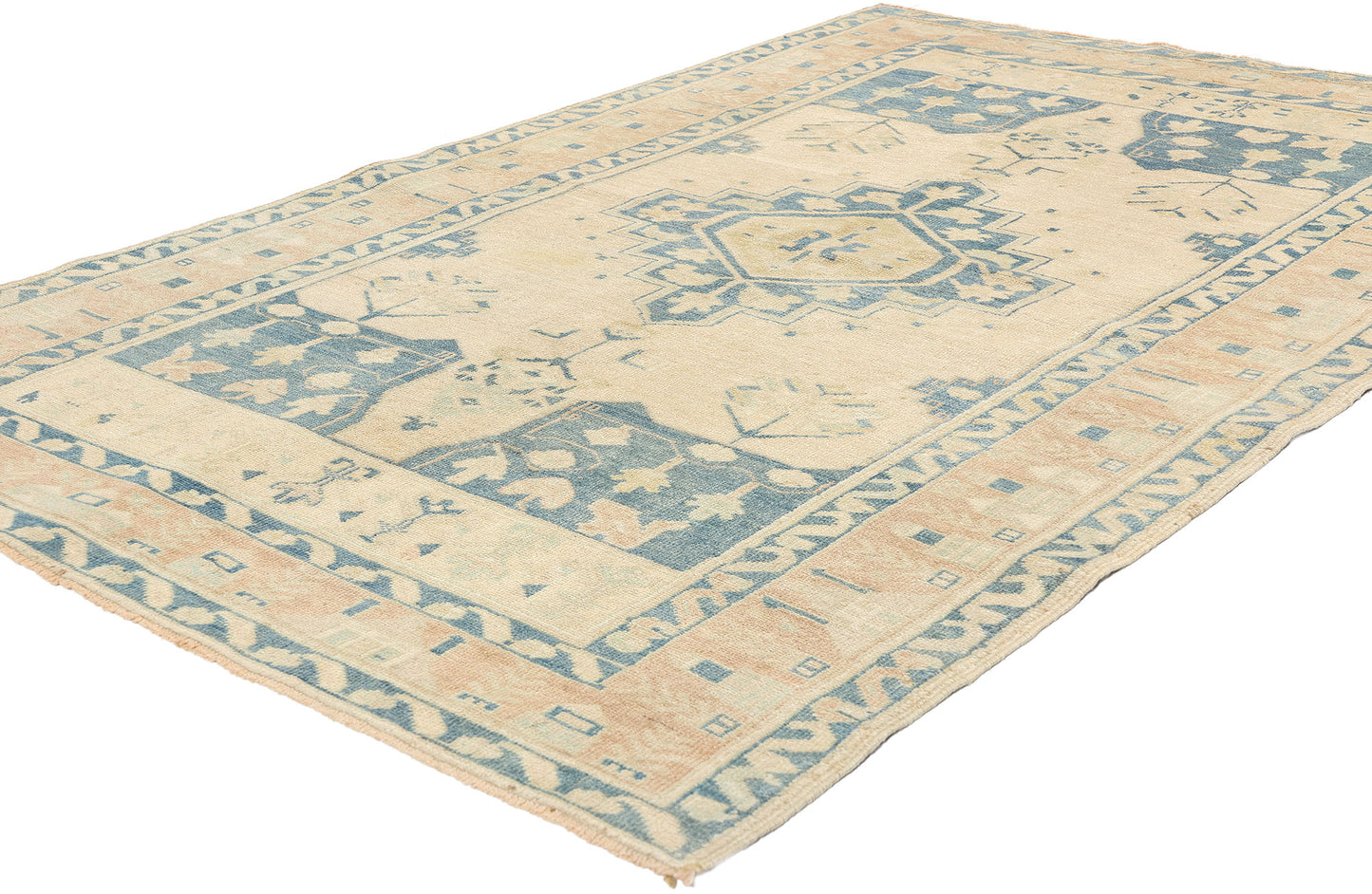 4 x 7 Vintage Muted Turkish Oushak Rug 52956