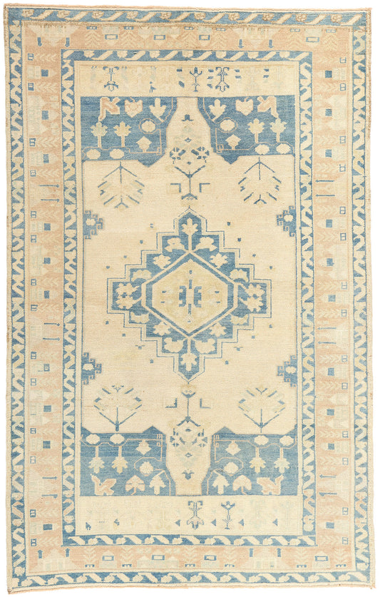 4 x 7 Vintage Muted Turkish Oushak Rug 52956