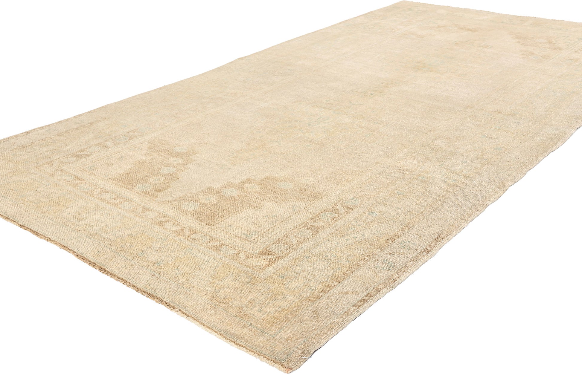 4 x 9 Vintage Muted Turkish Oushak Rug 53688