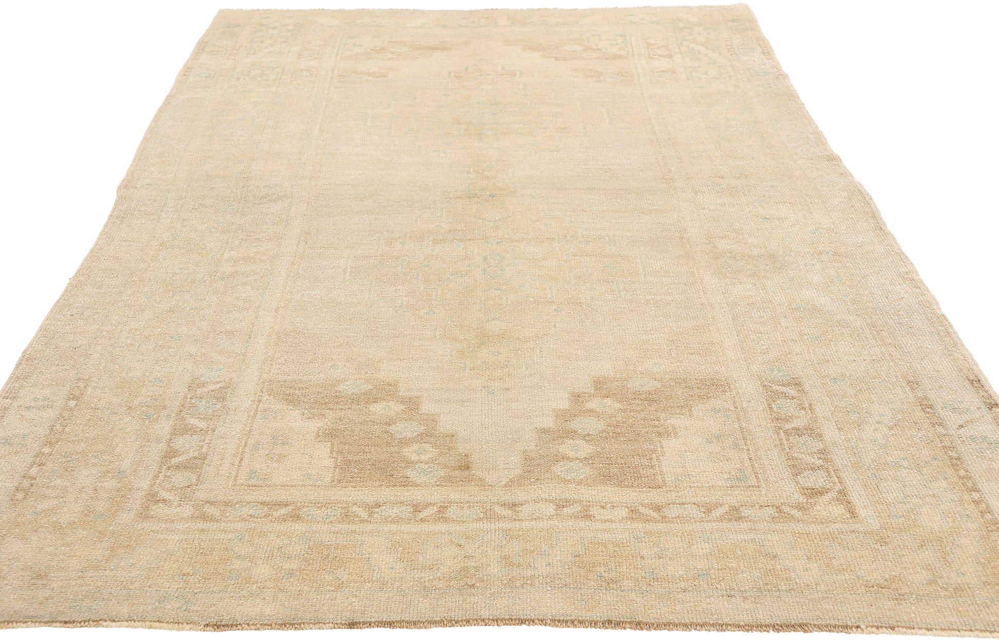 4 x 9 Vintage Muted Turkish Oushak Rug 53688