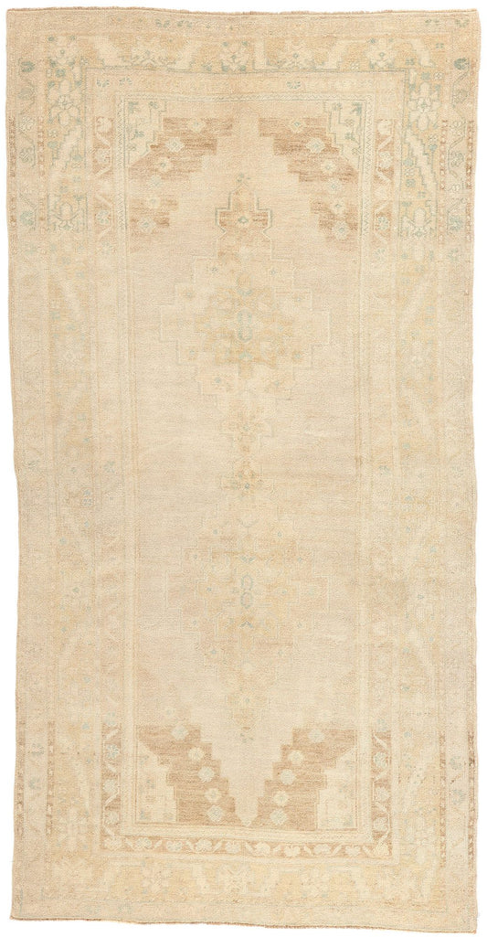 4 x 9 Vintage Muted Turkish Oushak Rug 53688