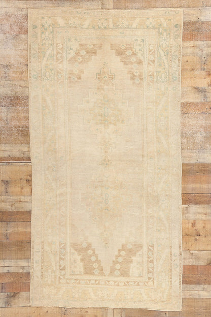 4 x 9 Vintage Muted Turkish Oushak Rug 53688