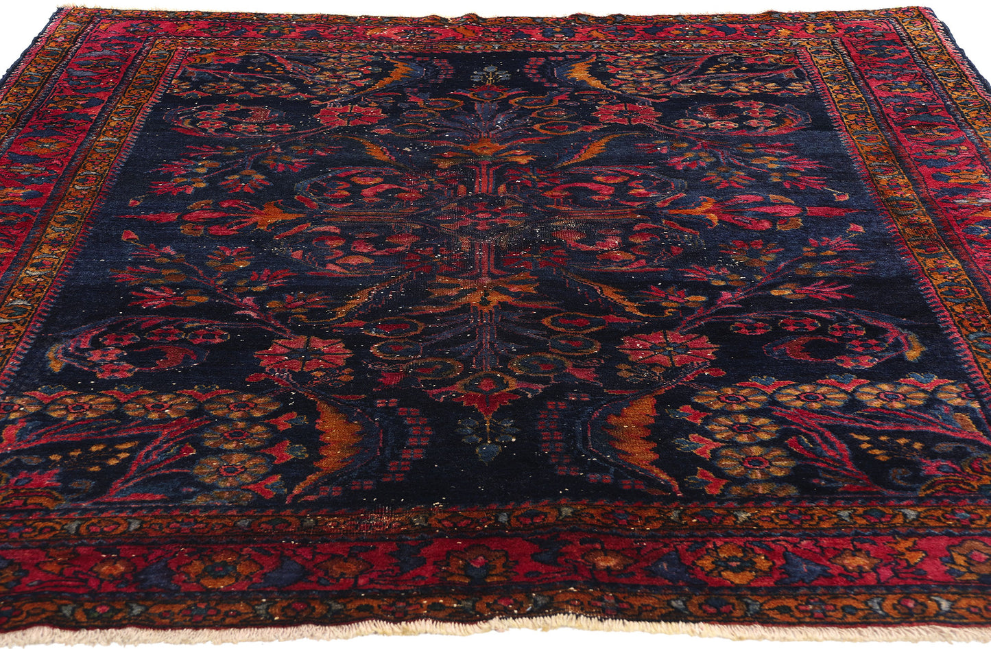 6 x 6 Antique Navy Blue Persian Lilihan Rug 77633