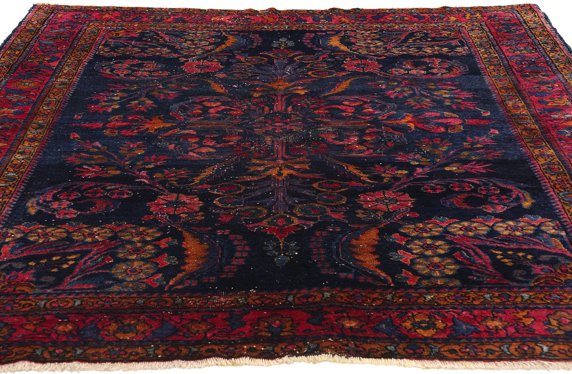 6 x 6 Antique Navy Blue Persian Lilihan Rug 77633