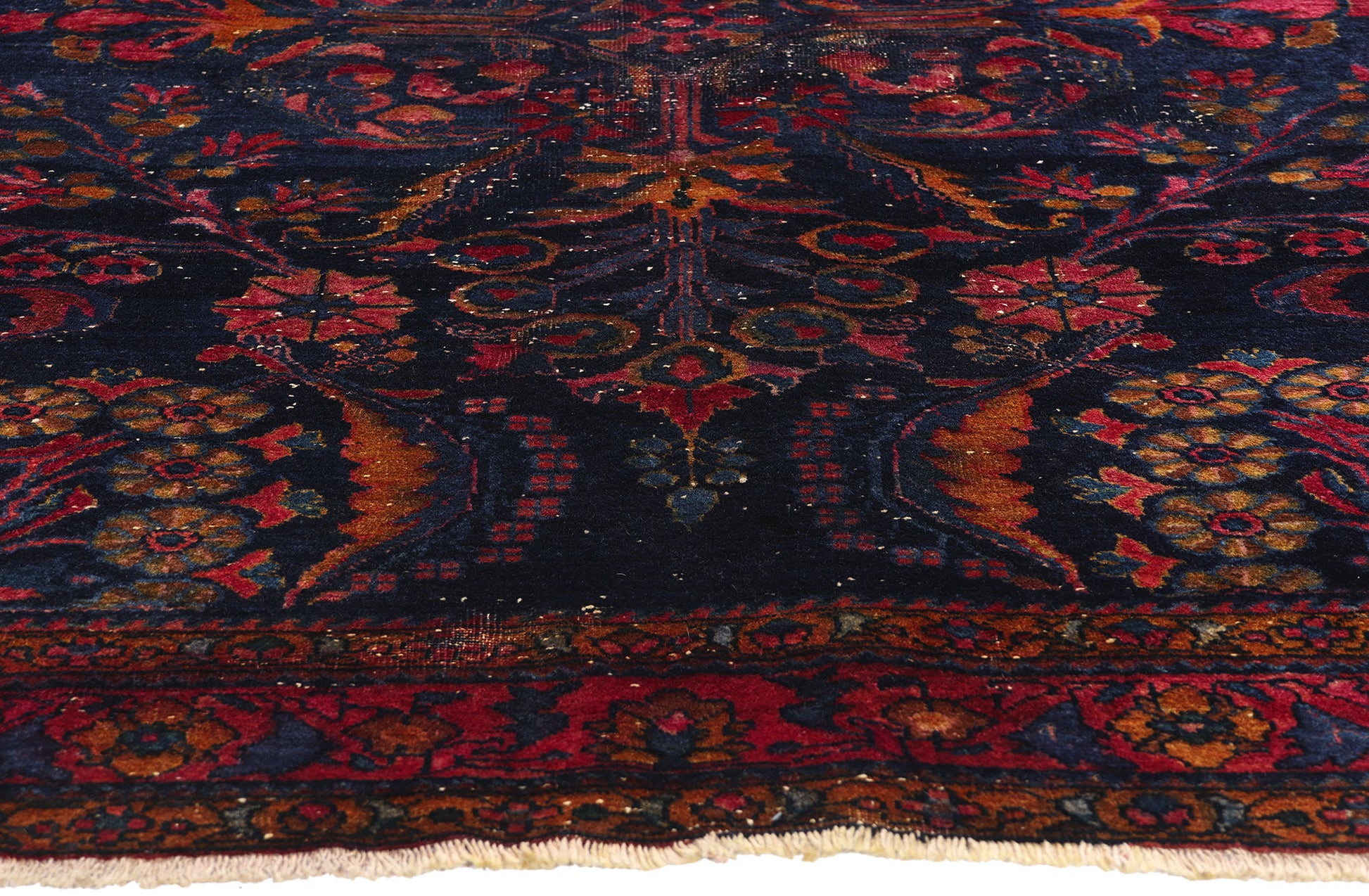 6 x 6 Antique Navy Blue Persian Lilihan Rug 77633