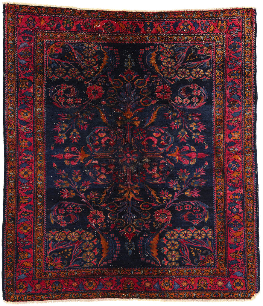 6 x 6 Antique Navy Blue Persian Lilihan Rug 77633