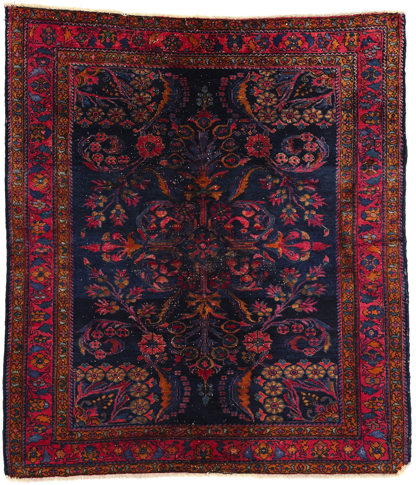 6 x 6 Antique Navy Blue Persian Lilihan Rug 77633
