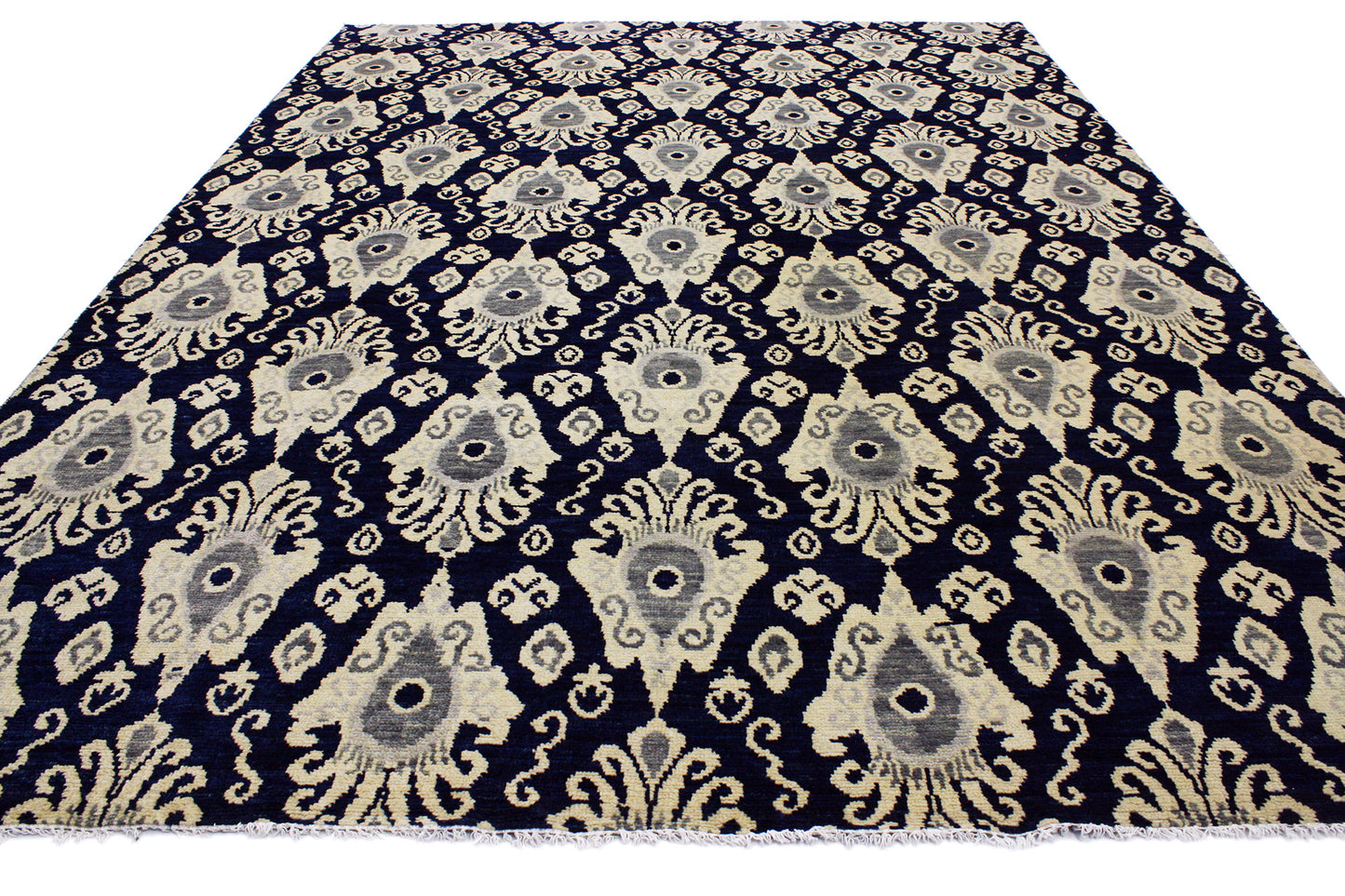 9 x 12 Modern Navy Blue Ikat Rug 30269