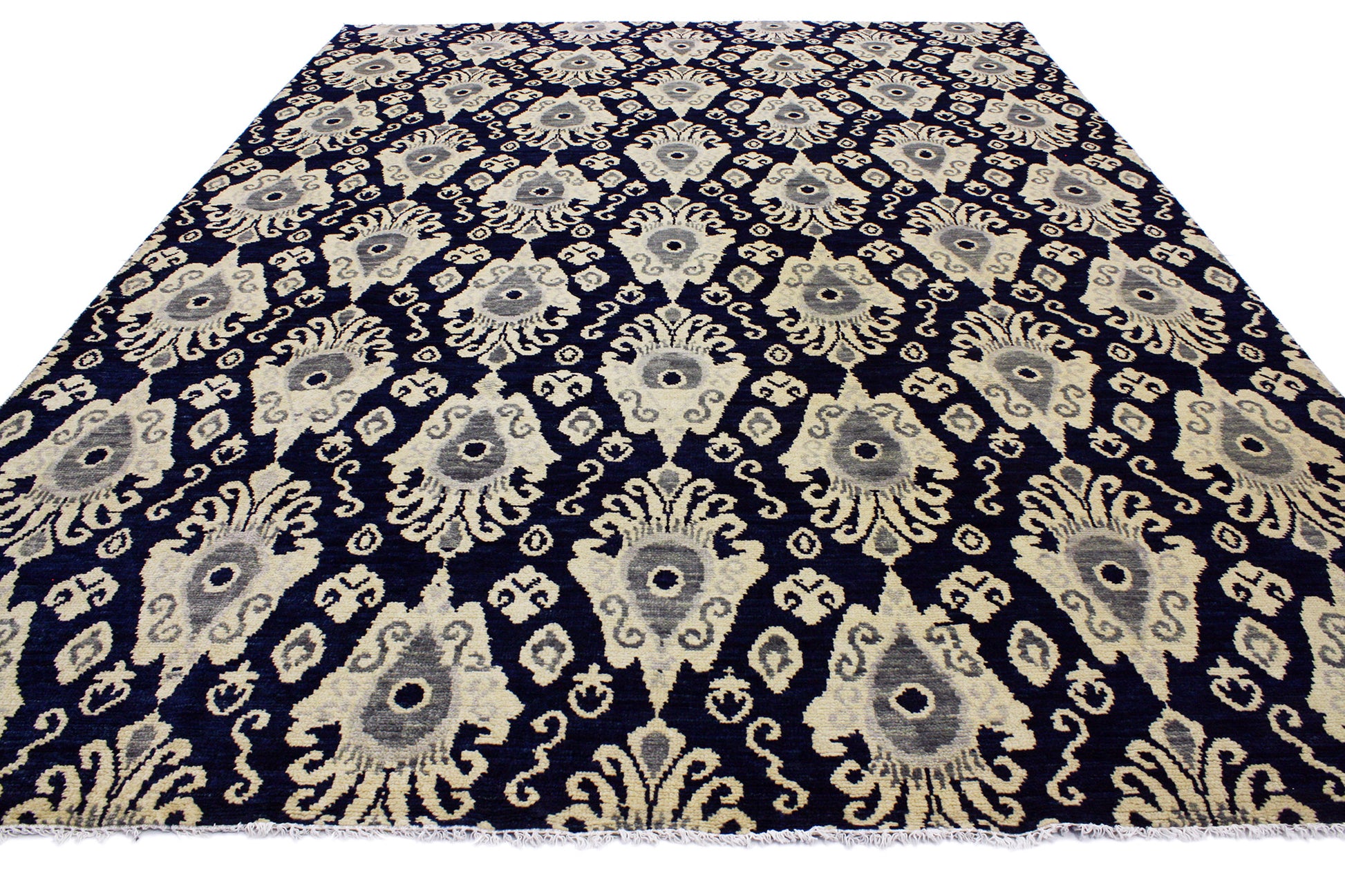 9 x 12 Modern Navy Blue Ikat Rug 30269