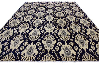 9 x 12 Modern Navy Blue Ikat Rug 30269