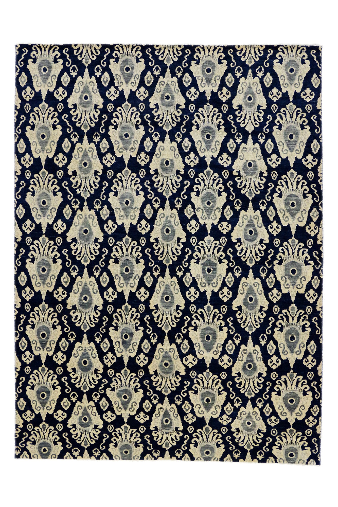 9 x 12 Modern Navy Blue Ikat Rug 30269