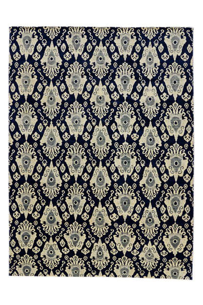 9 x 12 Modern Navy Blue Ikat Rug 30269