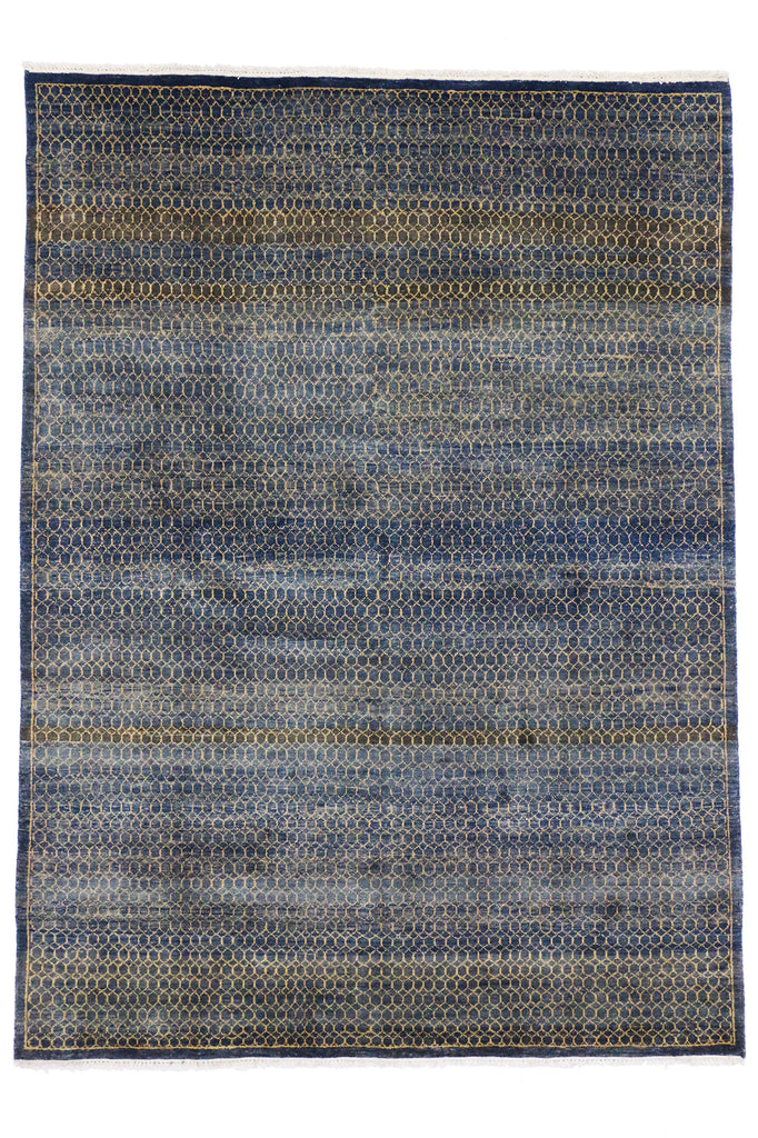 6 x 8 Navy Blue Transitional Indian Rug 30288